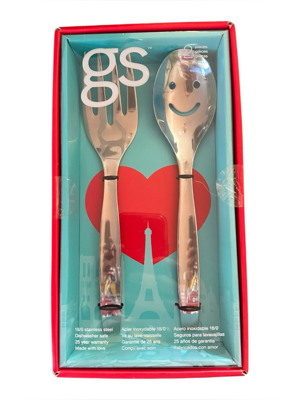 Gourmet Settings GS Susan & Frederic Salad Servers 2 Pc Smiley Face Stainless